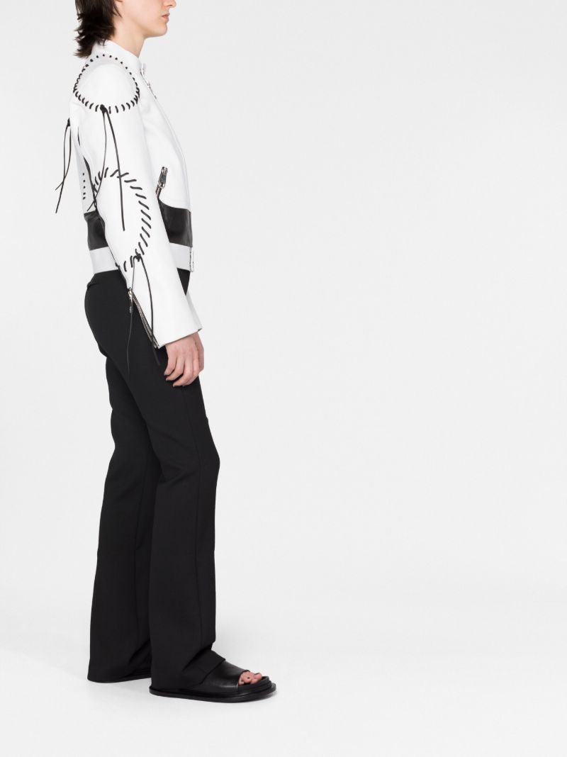 White Whipstitch Leather Jacket