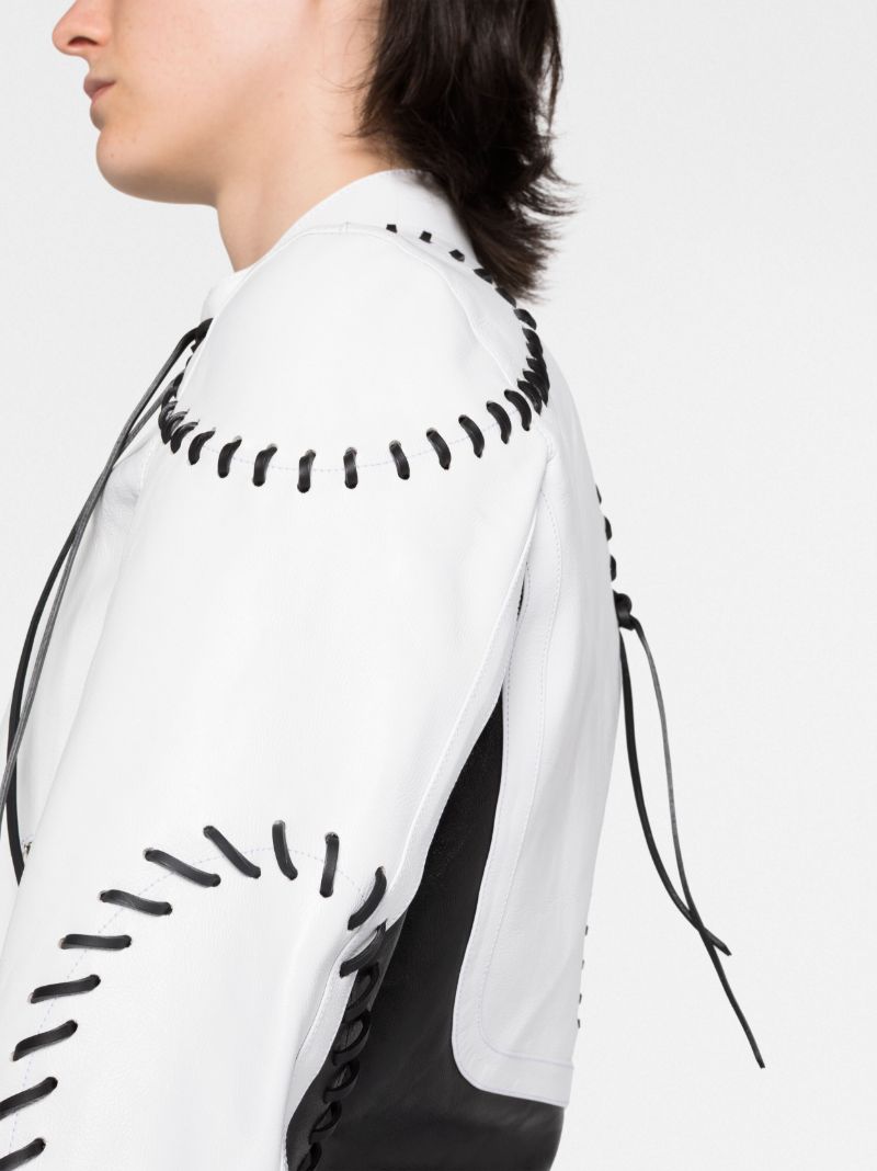 White Whipstitch Leather Jacket