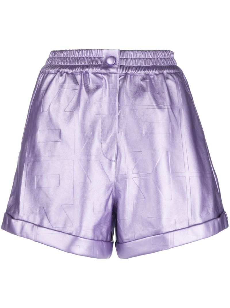 Purple Belina Monogram Faux-leather Shorts