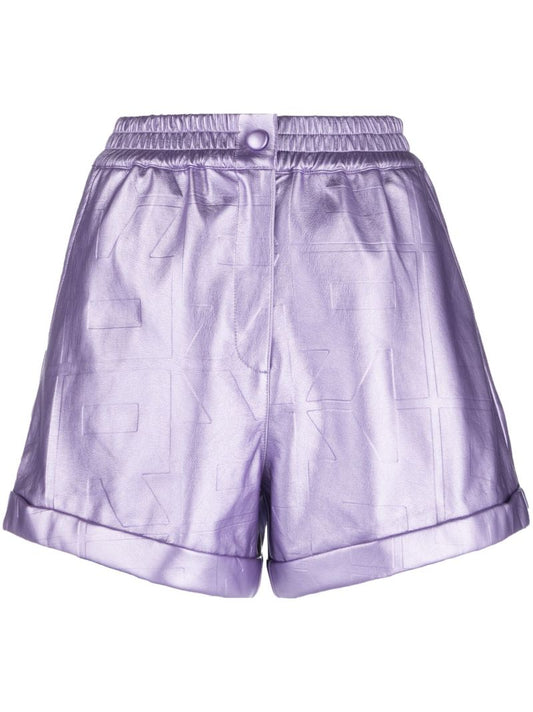 Purple Belina Monogram Faux-leather Shorts