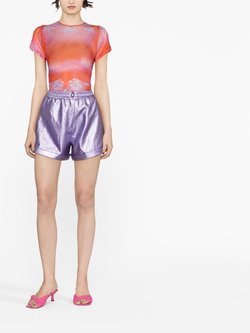 Purple Belina Monogram Faux-leather Shorts