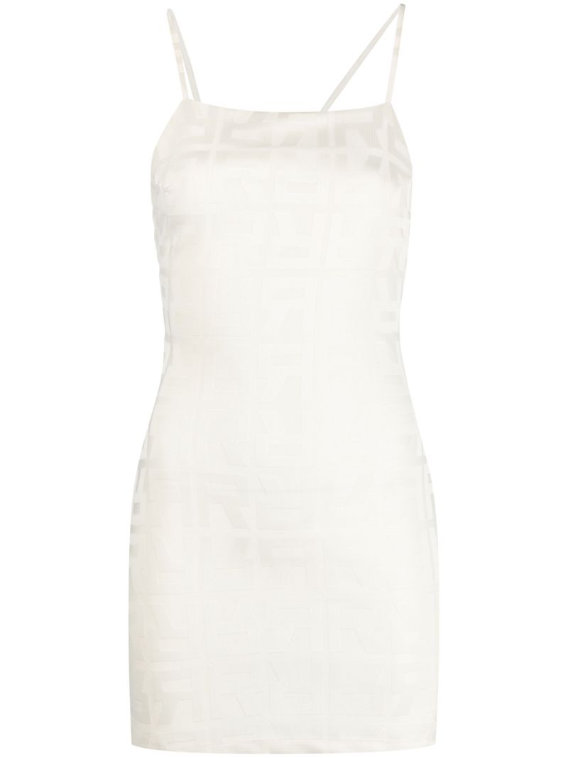 White Jacquard Open Back Mini Dress