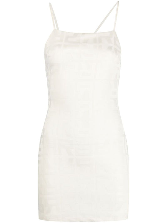 White Jacquard Open Back Mini Dress