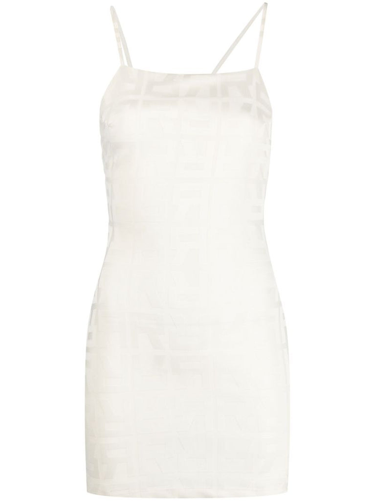 White Jacquard Open Back Mini Dress