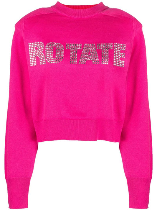Pink Shandy Logo Embellished Crop Sweater