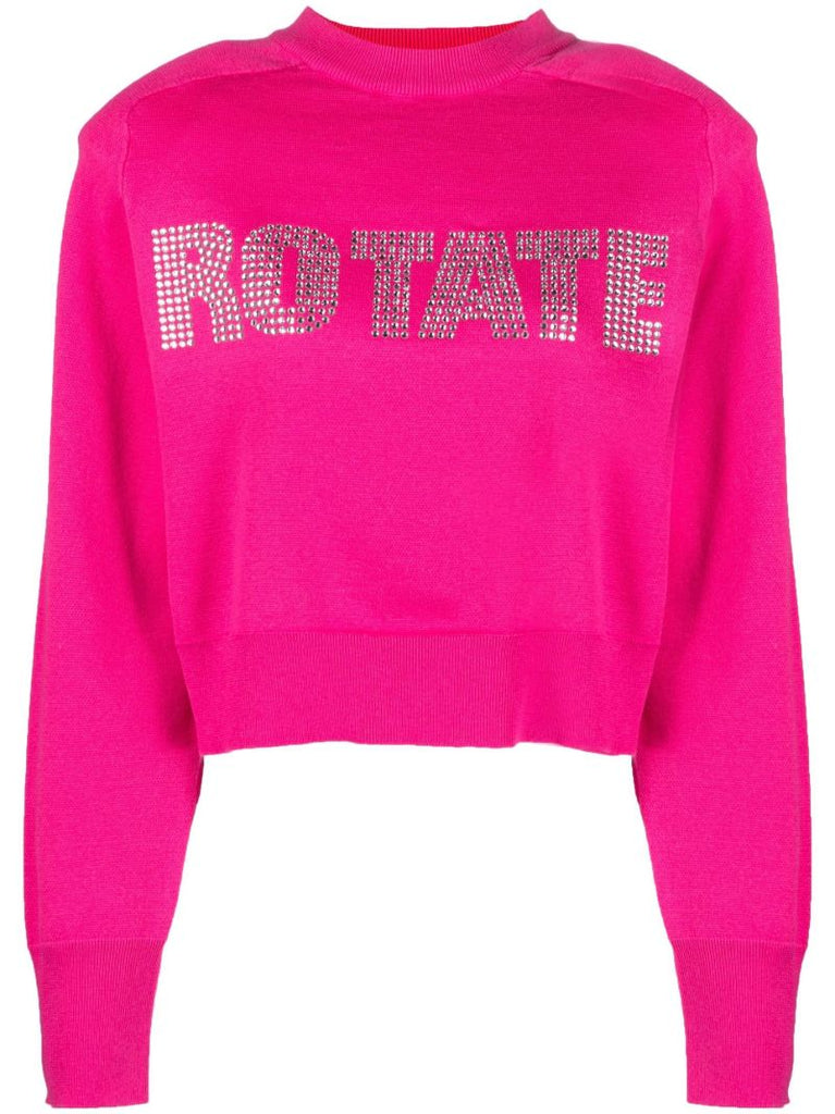Pink Shandy Logo Embellished Crop Sweater