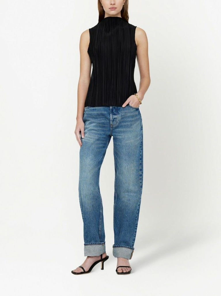 Black Sleeveless PlissÃ_x0083_Â© Top