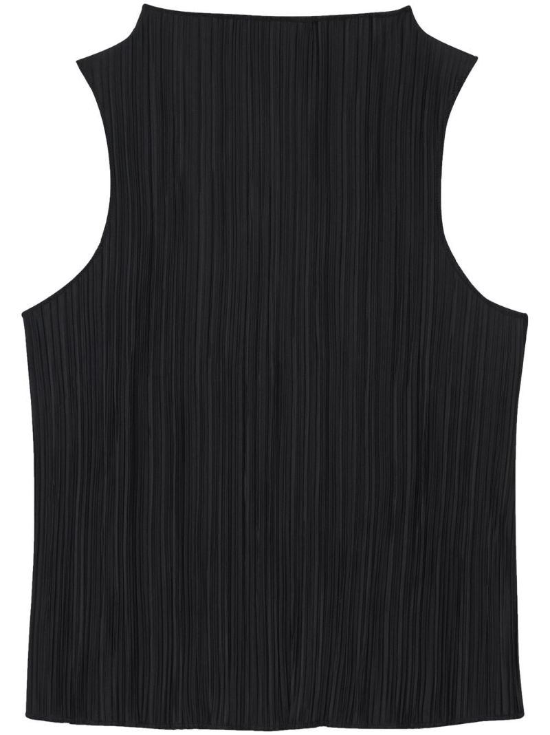 Black Sleeveless PlissÃ_x0083_Â© Top