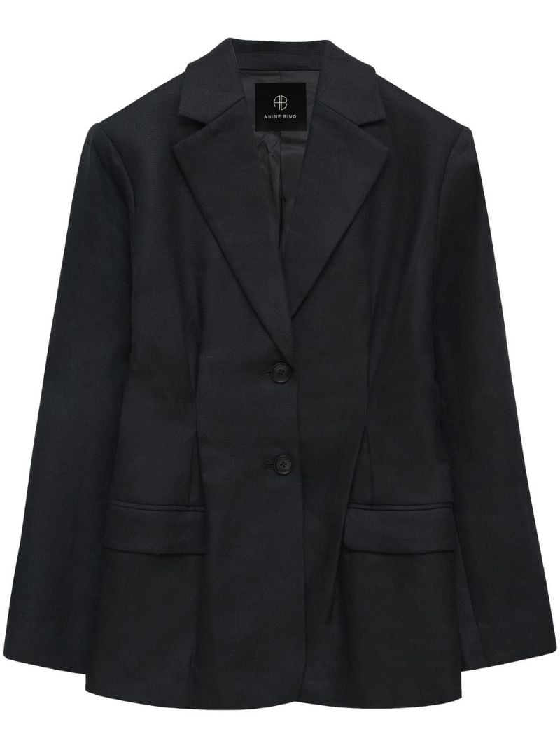 Black Single-breasted Linen Blazer