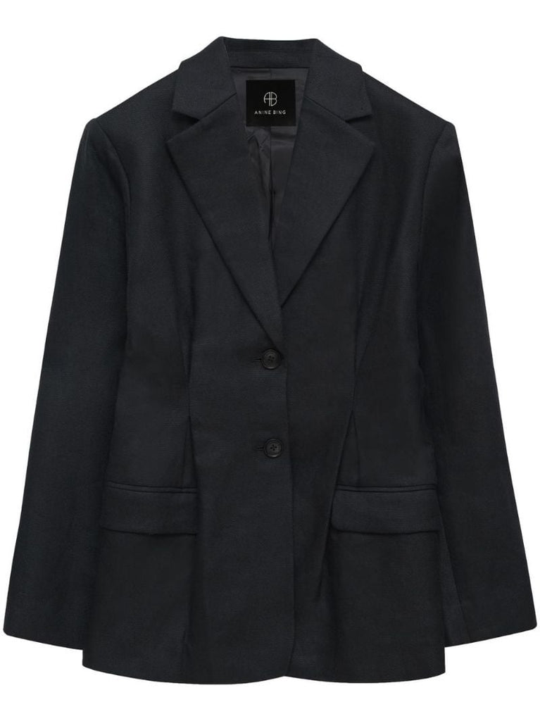 Black Single-breasted Linen Blazer