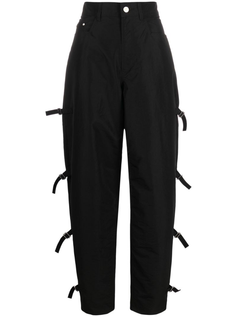 Black Chamomile Barrel-leg Trousers