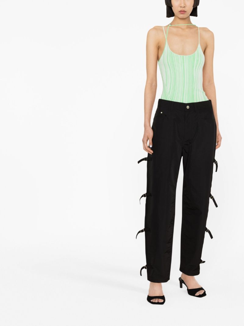 Black Chamomile Barrel-leg Trousers