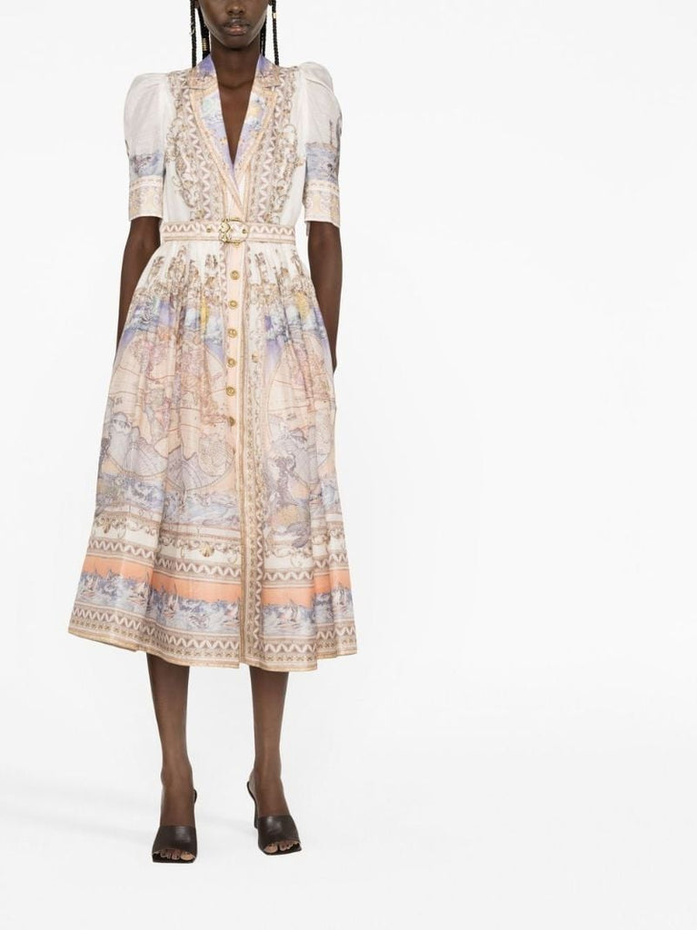 Neutral High Tide Midi Shirt Dress