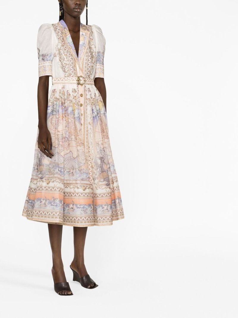 Neutral High Tide Midi Shirt Dress