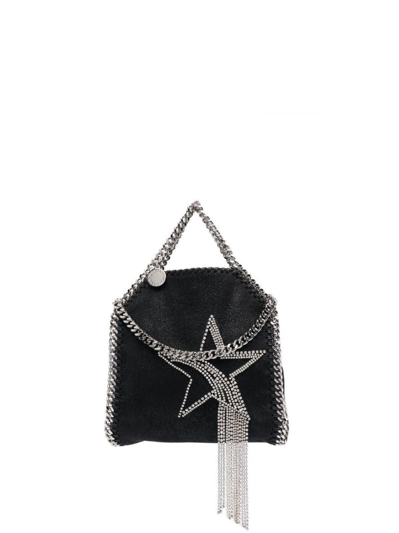 Black Fringed Crystal Star Tote Bag