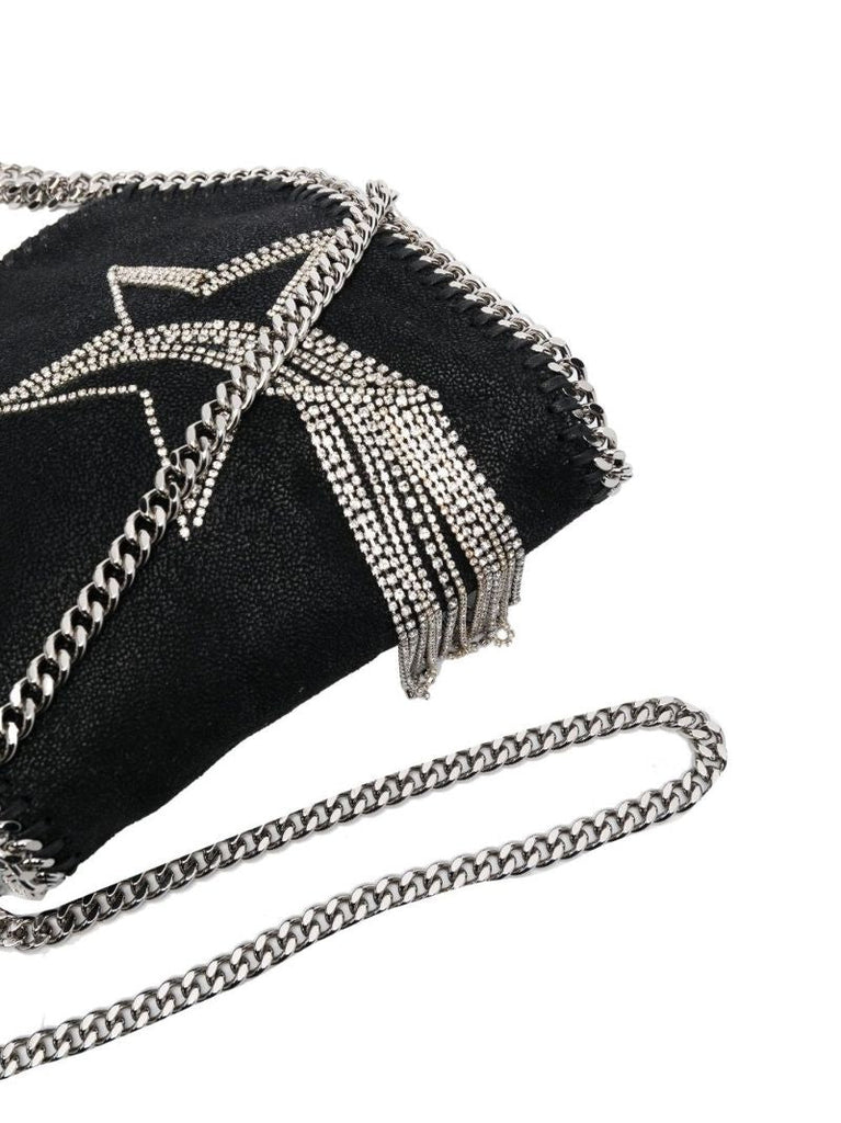Black Fringed Crystal Star Tote Bag