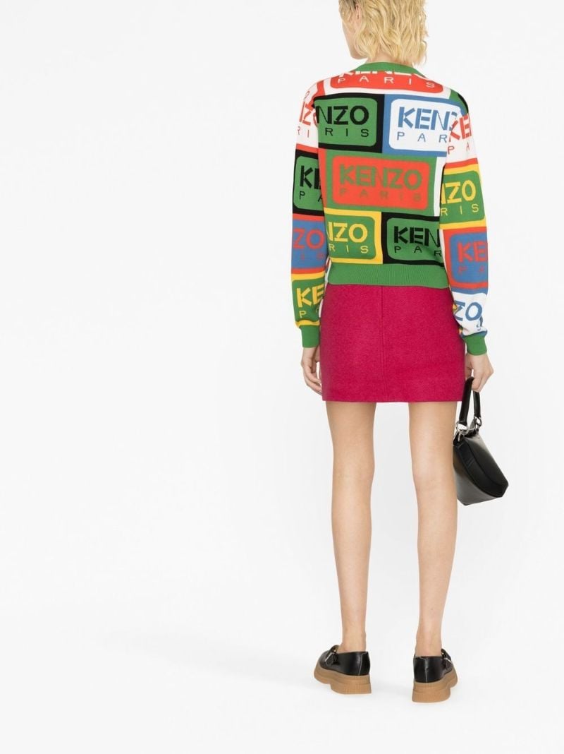 Green Intarsia Knit Logo Jumper