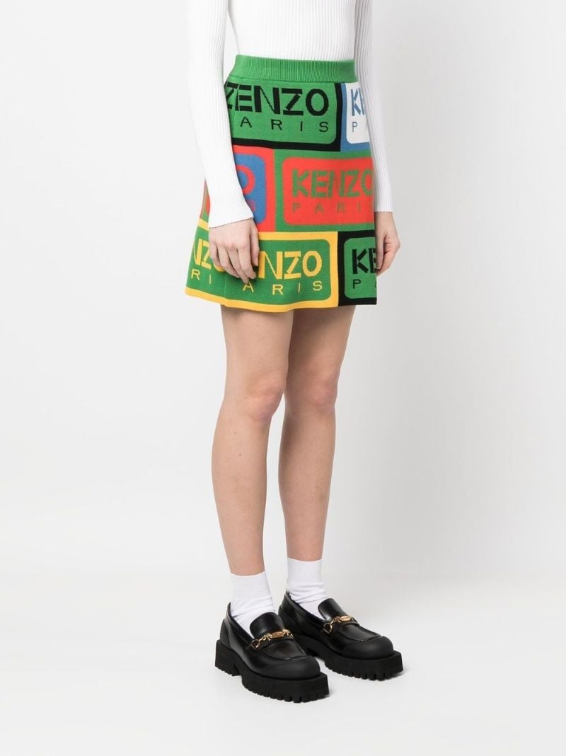 Green Logo Labels Mini Skirt