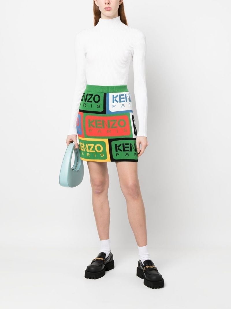 Green Logo Labels Mini Skirt