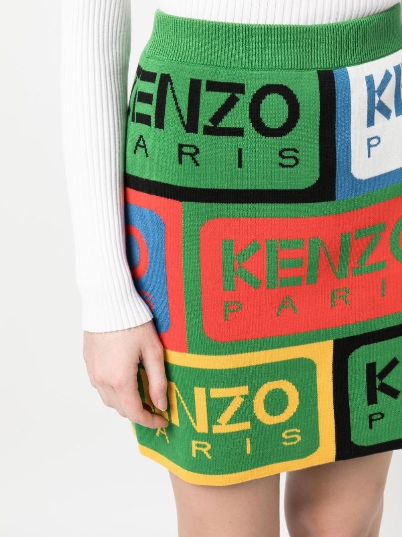 Green Logo Labels Mini Skirt