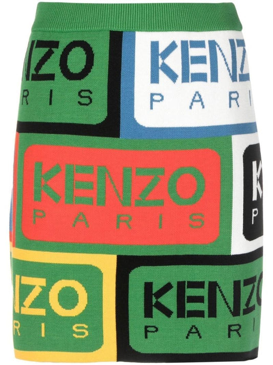 Green Logo Labels Mini Skirt