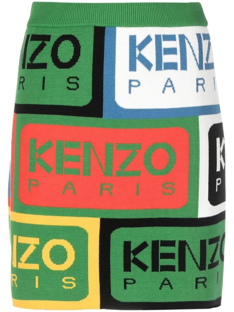 Green Logo Labels Mini Skirt