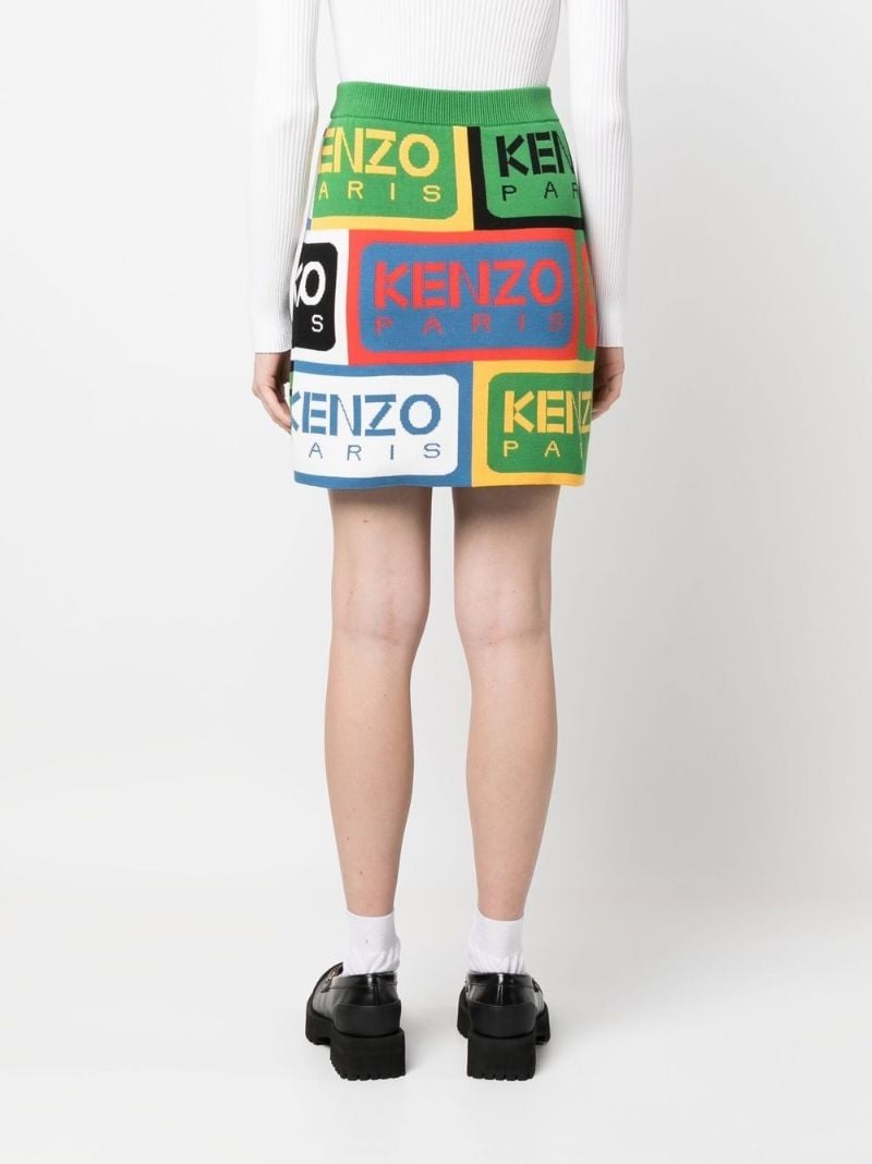Green Logo Labels Mini Skirt