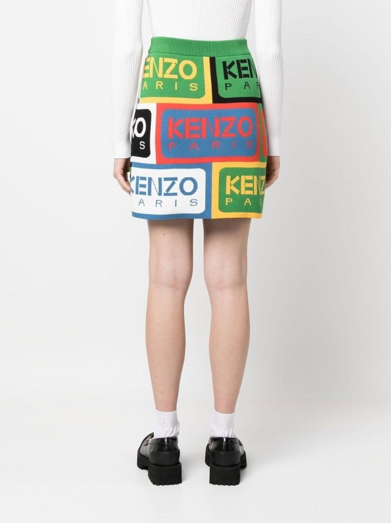 Green Logo Labels Mini Skirt