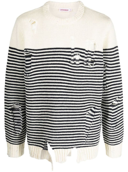 White and Blue Striped Sweater