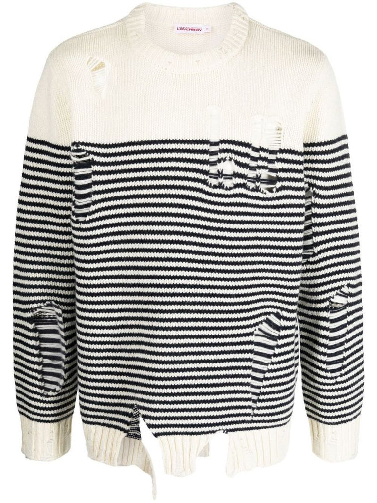 White and Blue Striped Sweater
