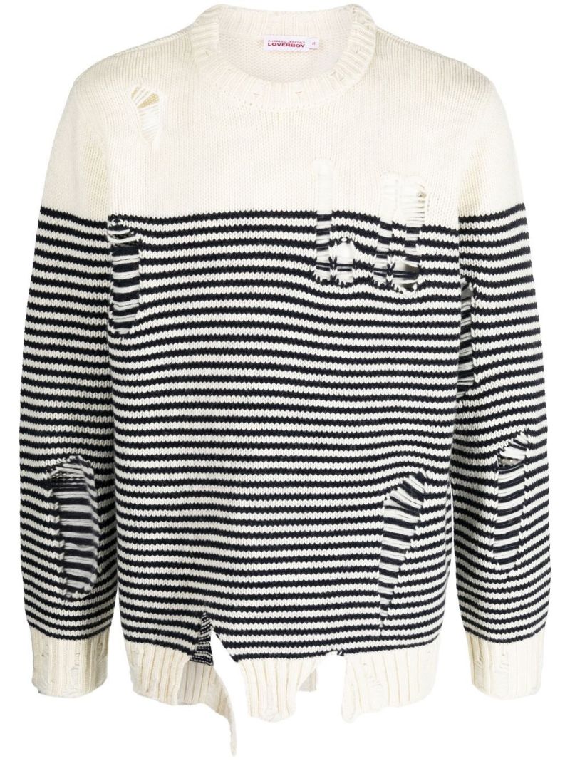 White and Blue Striped Sweater