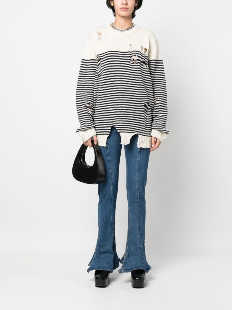 White and Blue Striped Sweater