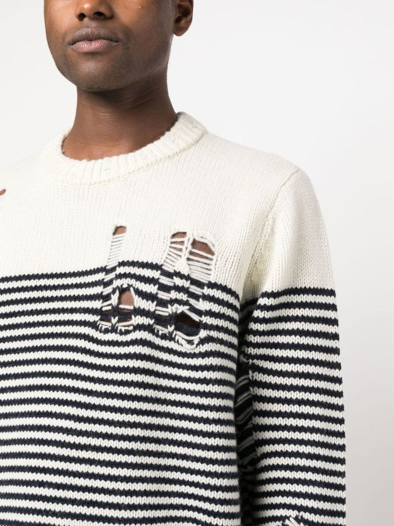 White and Blue Striped Sweater