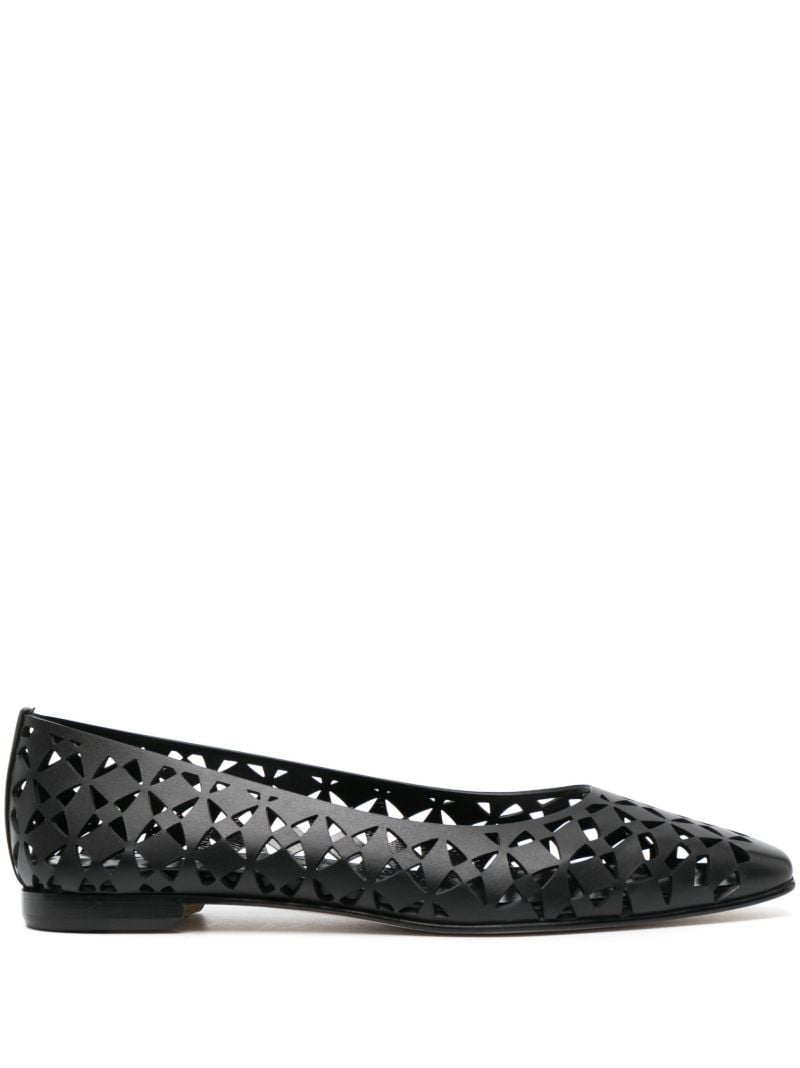 Black Gelista Laser Cut Ballerina Shoes