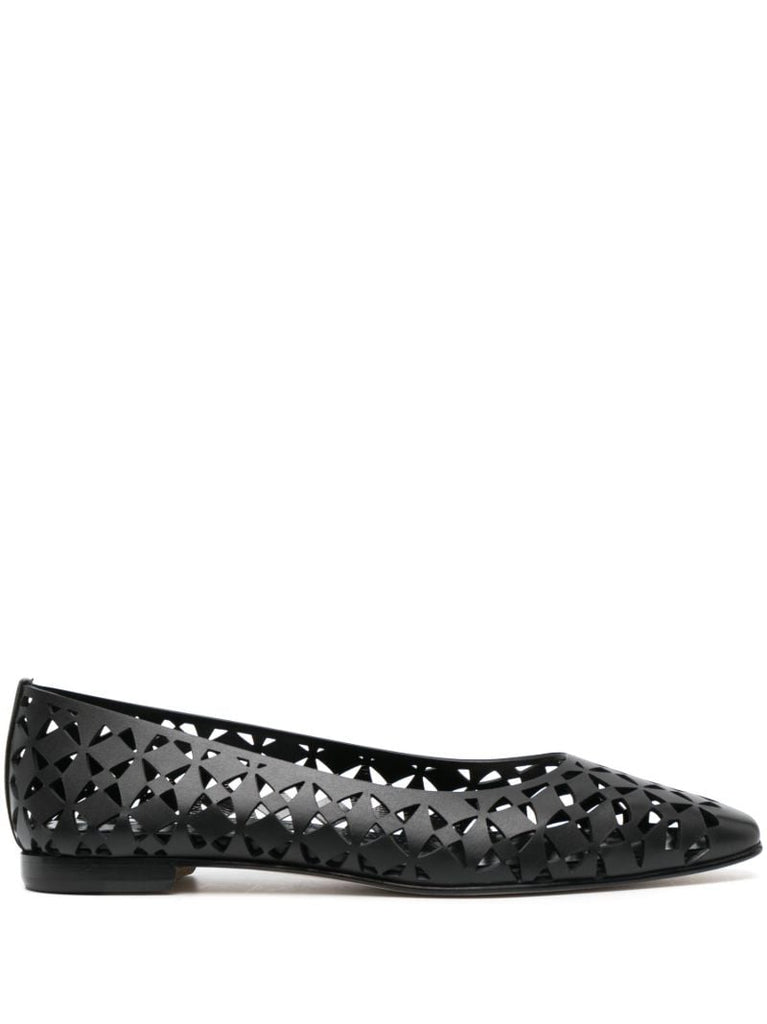 Black Gelista Laser Cut Ballerina Shoes