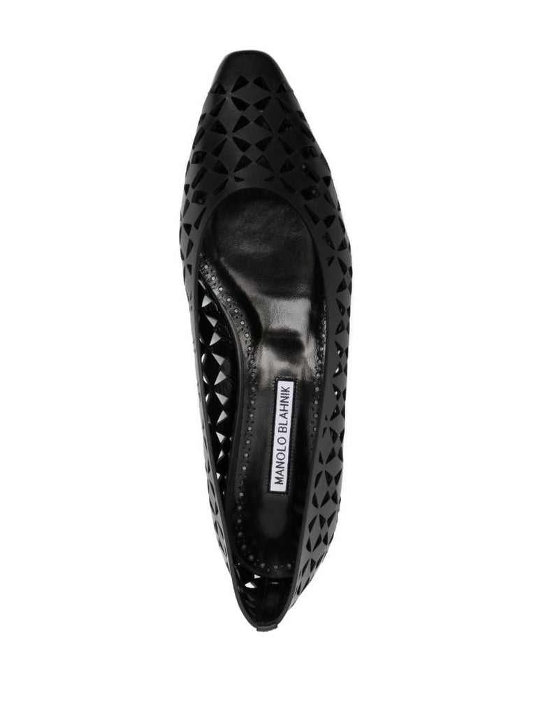 Black Gelista Laser Cut Ballerina Shoes
