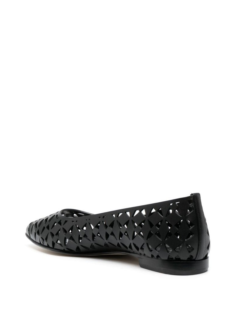 Black Gelista Laser Cut Ballerina Shoes