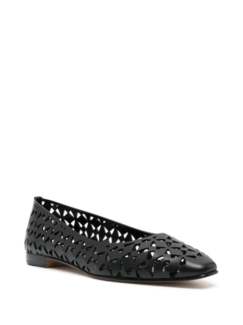 Black Gelista Laser Cut Ballerina Shoes