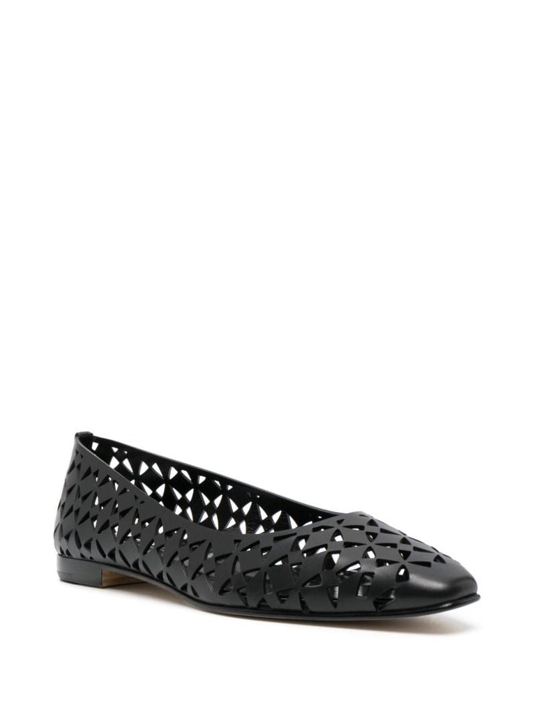 Black Gelista Laser Cut Ballerina Shoes