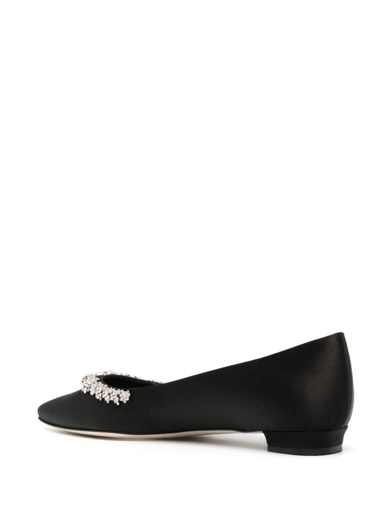 Black Olarana Crystal Satin Ballet Pumps