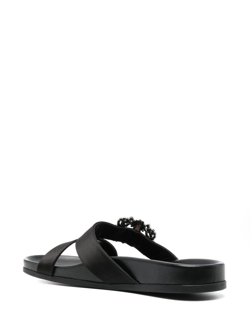 Black Chilanghi Buckled Satin Slippers