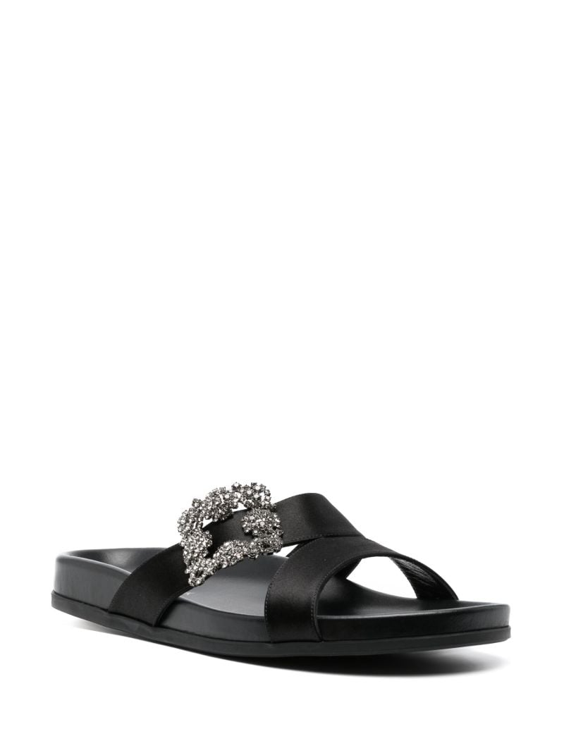 Black Chilanghi Buckled Satin Slippers