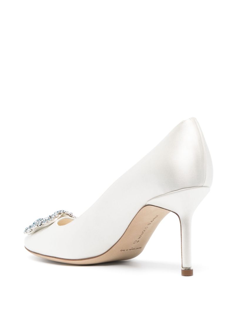 White Hangisi 70 Crystal Satin Pumps