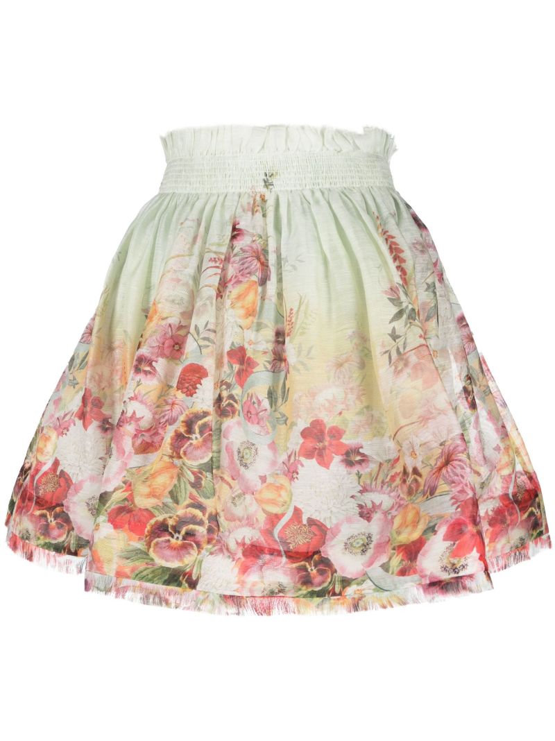 Green Wonderland Floral- Print Mini Skirt