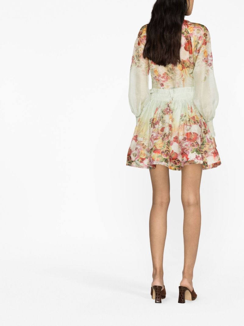 Green Wonderland Floral- Print Mini Skirt