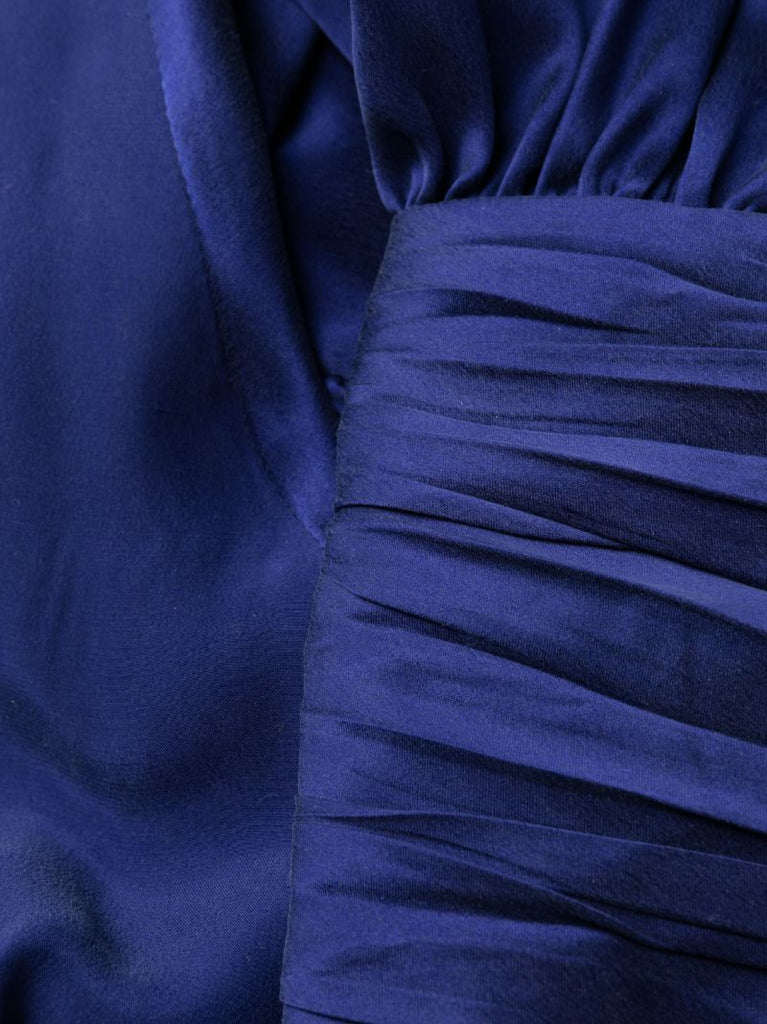 Blue Silk Wrap Mini Dress