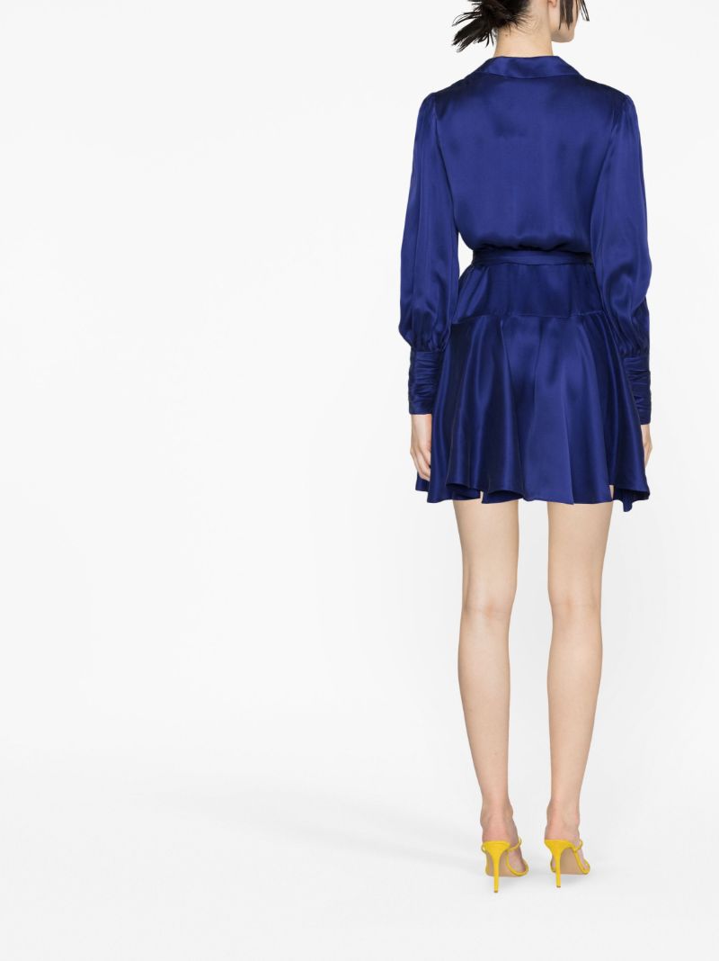 Blue Silk Wrap Mini Dress