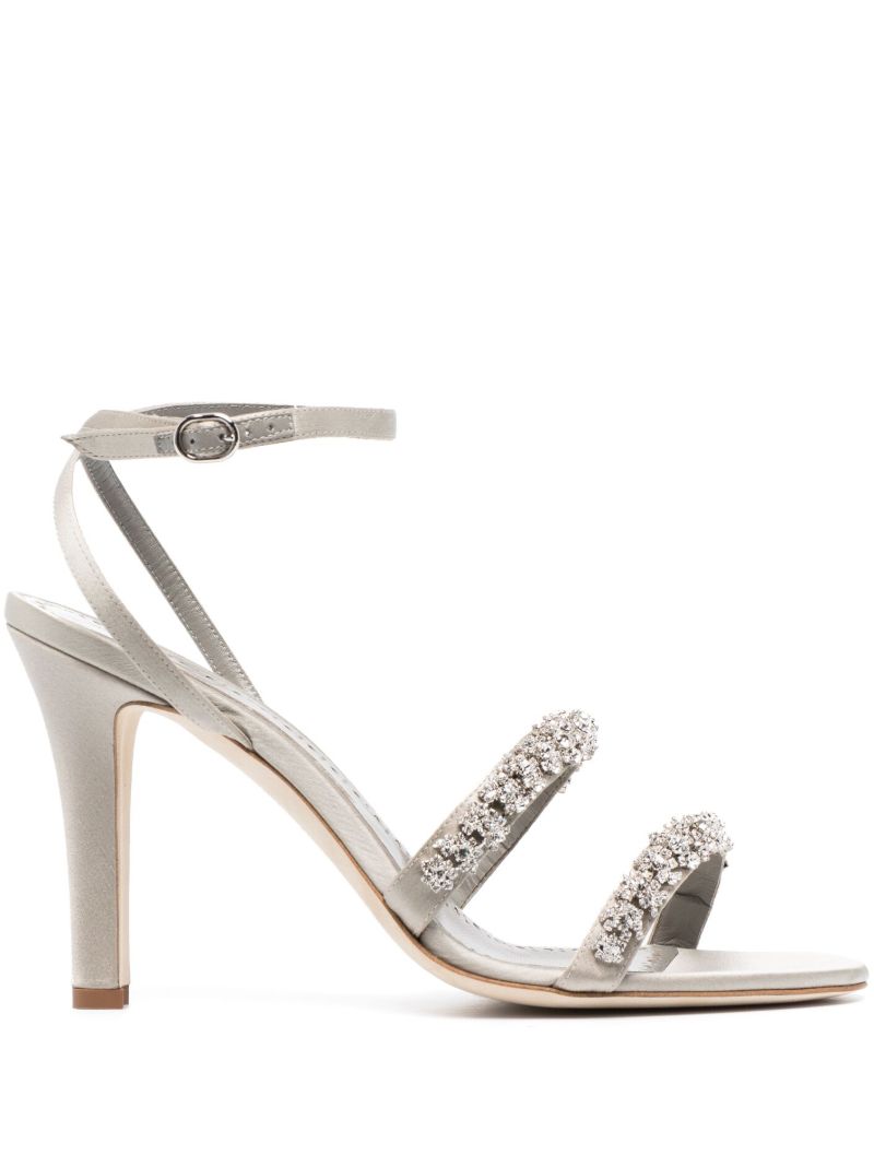 Grey Vedada 105 Crystal Satin Sandals