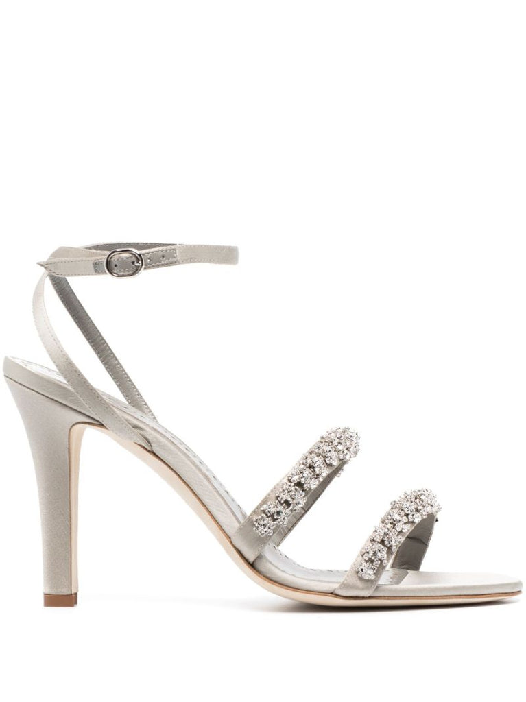 Grey Vedada 105 Crystal Satin Sandals