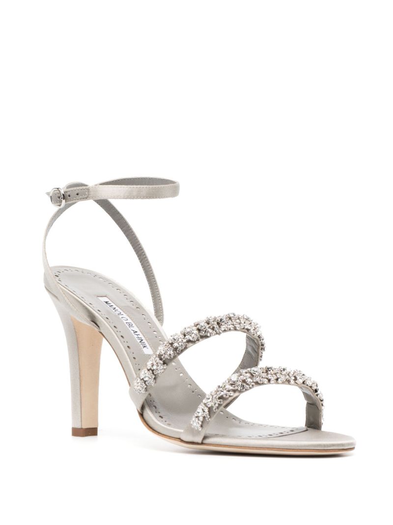 Grey Vedada 105 Crystal Satin Sandals
